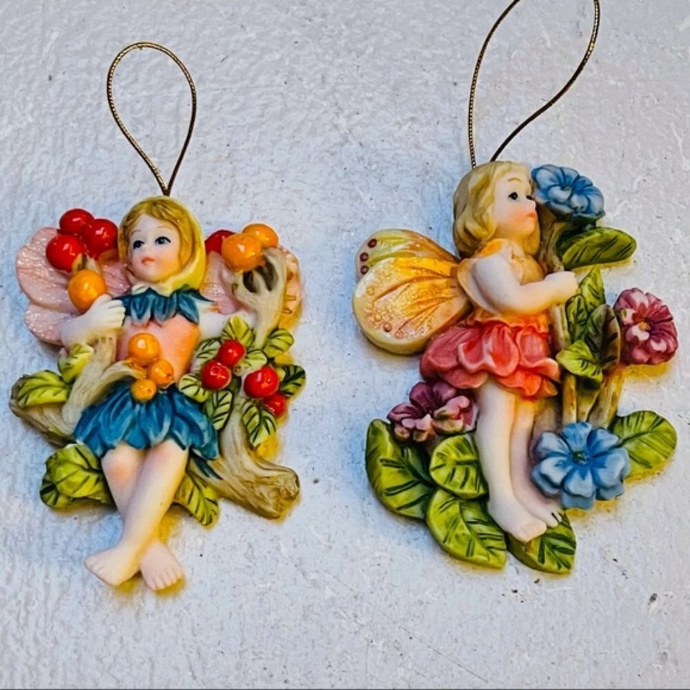 Angel Ceramic‎ Figurine Hanging Ornament Decor Angel standing up holding flowers